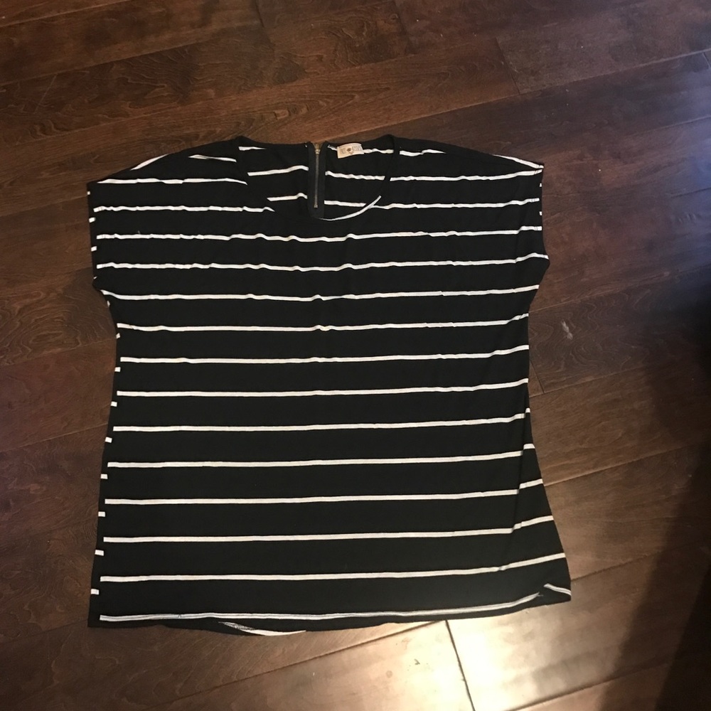 Plus Size, Cap Sleeve Shirt with stripes